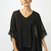 Joseph Ribkoff Tops | Luxury Gifts^Women's Black Chiffon And Silky Knit Poncho Top 251095