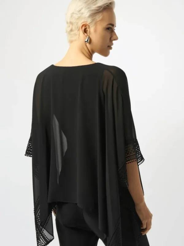 Joseph Ribkoff Tops | Luxury Gifts^Women's Black Chiffon And Silky Knit Poncho Top 251095
