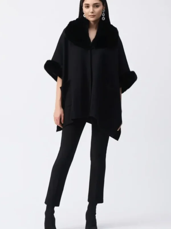 Joseph Ribkoff Faux Fur Edit | Coats And Jackets^Women's Brushed Jacquard Cape In Black 243930 Col 11
