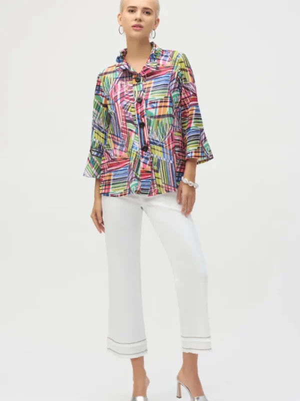 Joseph Ribkoff Coats And Jackets | Luxury Gifts^Women's Jacquard Stripe Patchwork Print Trapeze Jacket