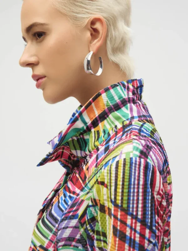 Joseph Ribkoff Coats And Jackets | Luxury Gifts^Women's Jacquard Stripe Patchwork Print Trapeze Jacket