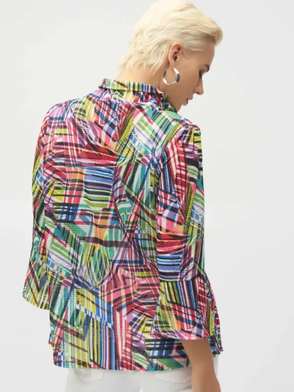 Joseph Ribkoff Coats And Jackets | Luxury Gifts^Women's Jacquard Stripe Patchwork Print Trapeze Jacket