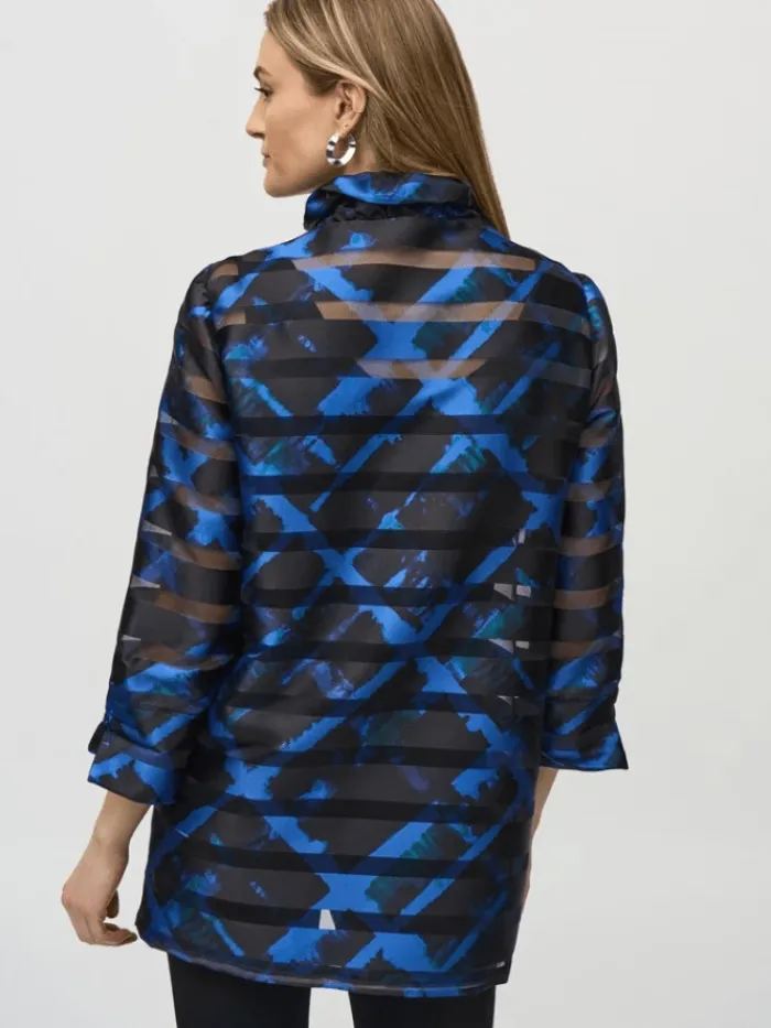 joseph_ribkoff_womens_sat_4.webp Joseph Ribkoff Coats And Jackets | Party Wear^Women's Satin and Organza Plaid Jacket 244198 Col 178