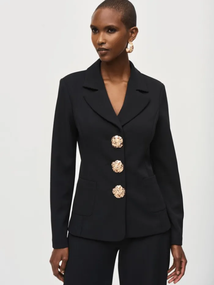 joseph_ribkoff_womens_scu_0-1.webp Joseph Ribkoff Coats And Jackets | Luxury Gifts^Women's Scuba Crepe Fitted Blazer In Black 243160 Col 1