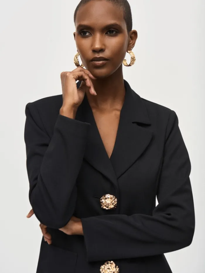 joseph_ribkoff_womens_scu_1-1.webp Joseph Ribkoff Coats And Jackets | Luxury Gifts^Women's Scuba Crepe Fitted Blazer In Black 243160 Col 1