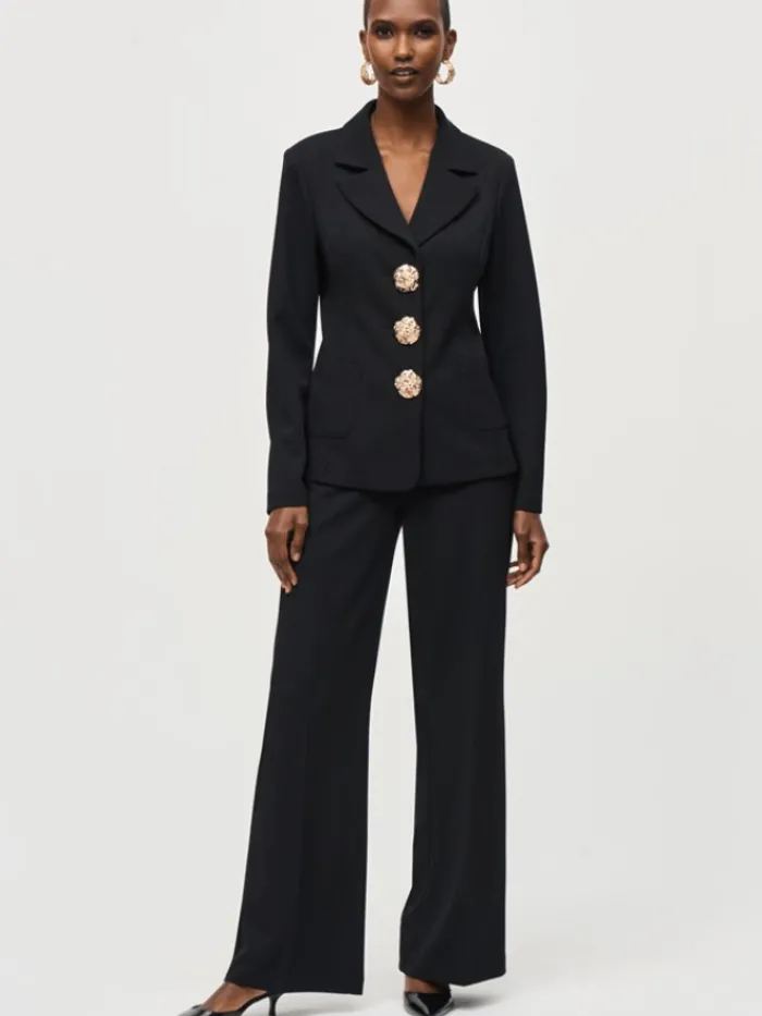 joseph_ribkoff_womens_scu_2-1.webp Joseph Ribkoff Coats And Jackets | Luxury Gifts^Women's Scuba Crepe Fitted Blazer In Black 243160 Col 1