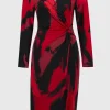 Joseph Ribkoff Dresses | Party Wear^Women's Silky Knit Abstract Print Wrap Dress 244238 Col