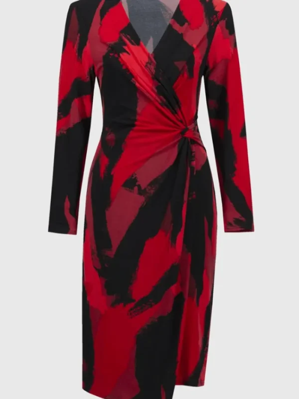 Joseph Ribkoff Dresses | Party Wear^Women's Silky Knit Abstract Print Wrap Dress 244238 Col