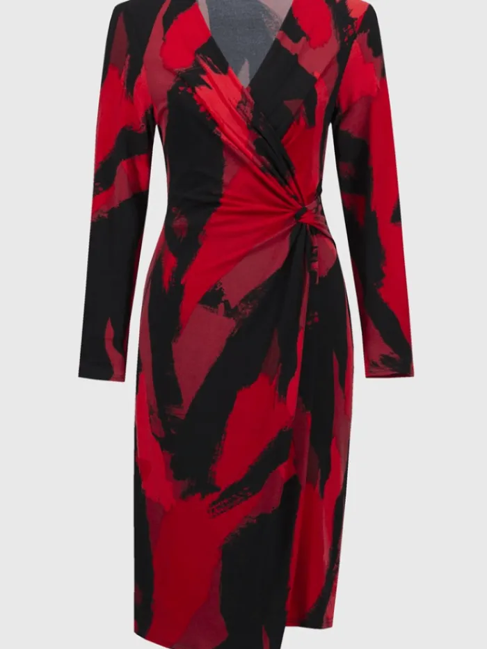 joseph_ribkoff_womens_sil_0-2.webp Joseph Ribkoff Dresses | Party Wear^Women's Silky Knit Abstract Print Wrap Dress 244238 Col