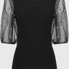 Joseph Ribkoff Party Wear | Tops^Women's Silky Knit Top With Embellished Mesh Sleeves 24