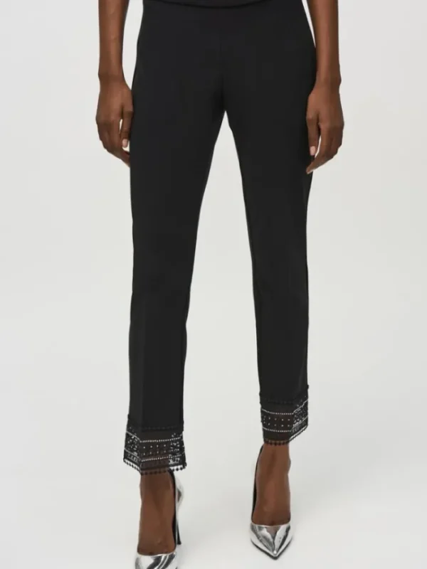 Joseph Ribkoff Party Wear | Trousers^Women's Silky Knit Straight Trousers With Guipure Lace