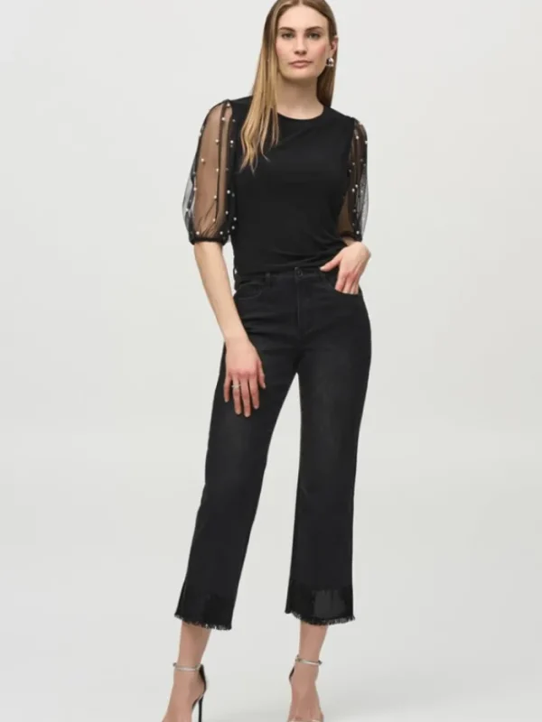 Joseph Ribkoff Party Wear | Tops^Women's Silky Knit Top With Embellished Mesh Sleeves 24