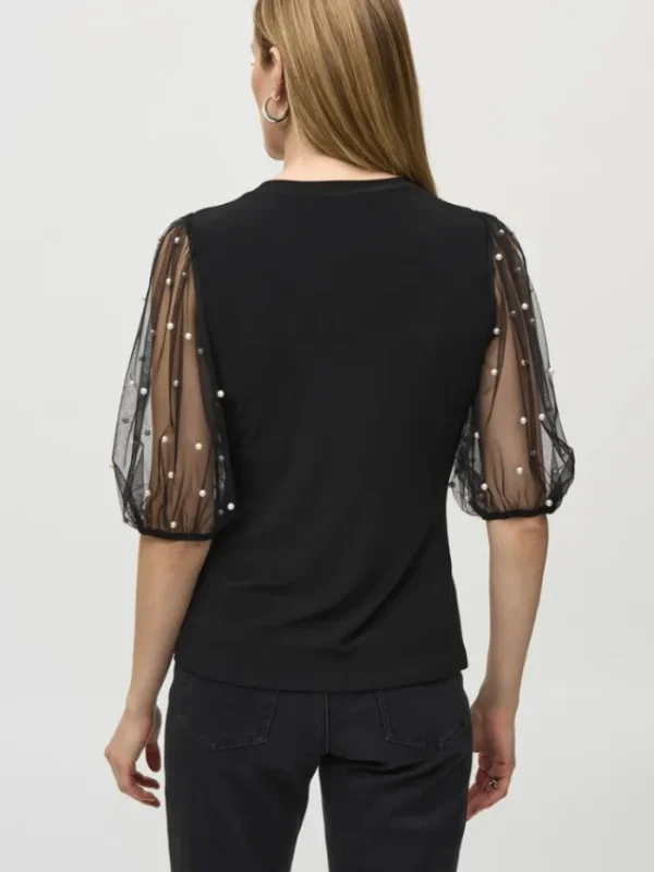 Joseph Ribkoff Party Wear | Tops^Women's Silky Knit Top With Embellished Mesh Sleeves 24