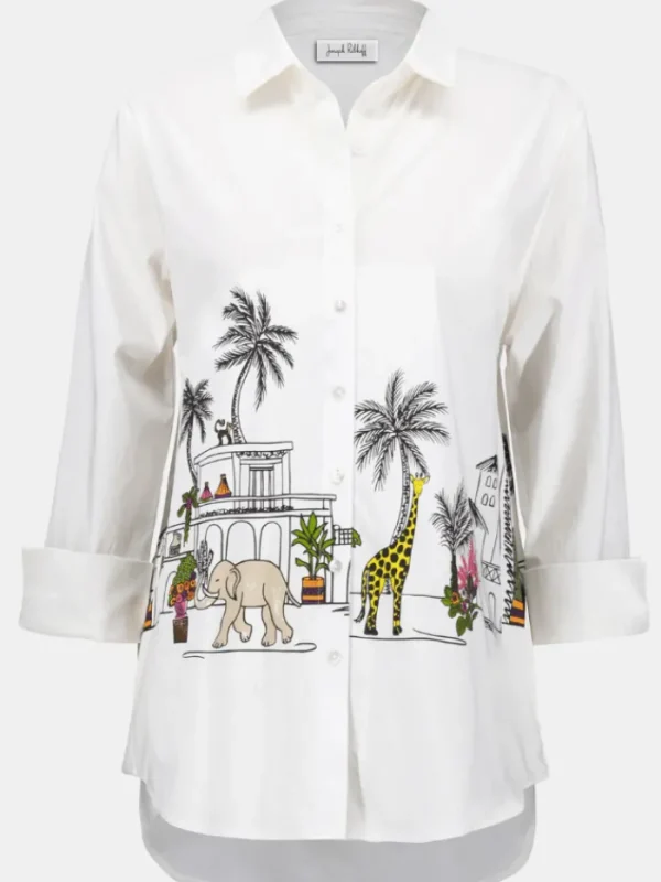 Joseph Ribkoff Tops | Gifts Under £250^Women's Stretch Poplin Conversational Print Blouse 2529