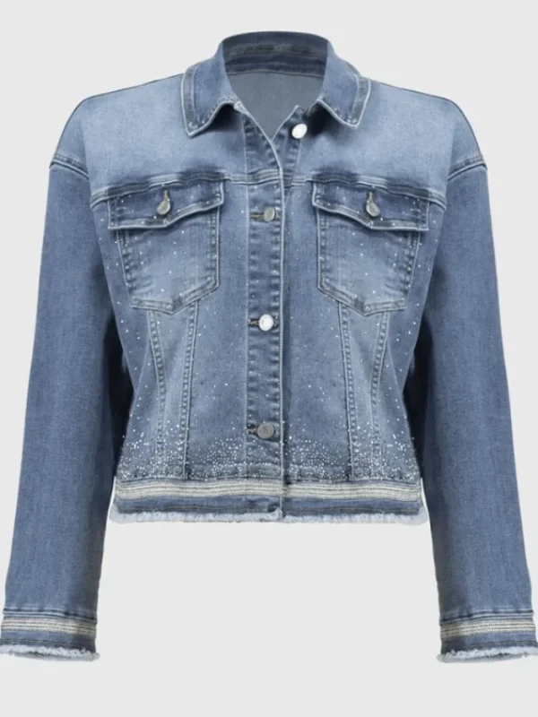 Joseph Ribkoff Coats And Jackets | Denim^Women's Stretch Denim Jacket With Embroidery 251953 Col
