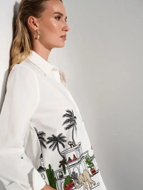 Joseph Ribkoff Tops | Gifts Under £250^Women's Stretch Poplin Conversational Print Blouse 2529