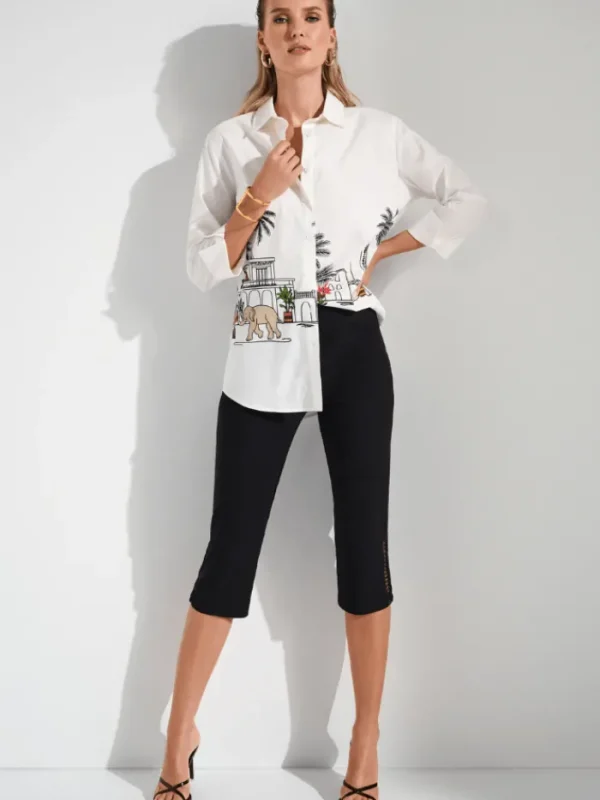 Joseph Ribkoff Tops | Gifts Under £250^Women's Stretch Poplin Conversational Print Blouse 2529