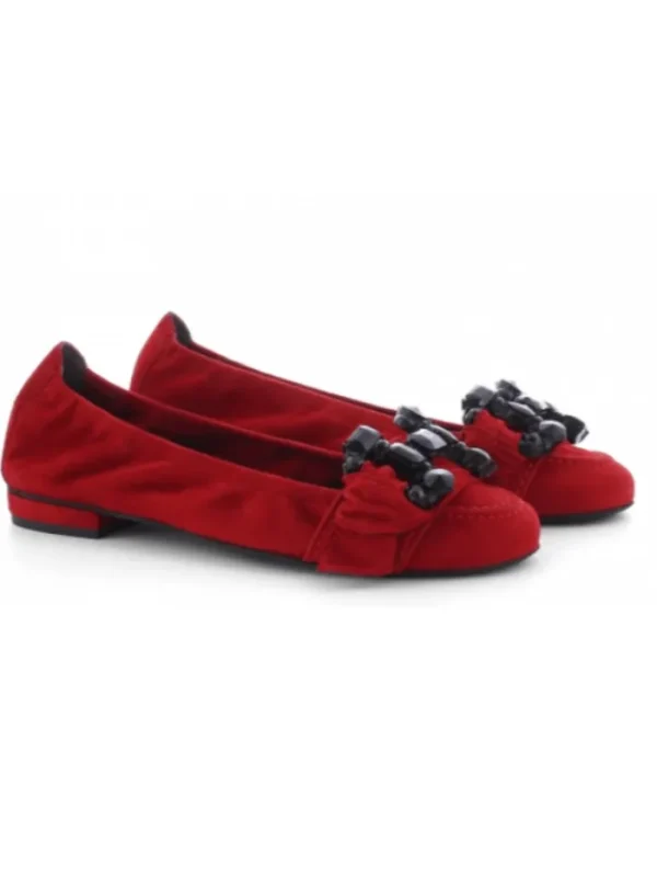 Kennel u0026 Schmenger Footwear | Footwear^Kennel & Schmenger Malu Ballerina Pump In Deep Red With Black Gemstone