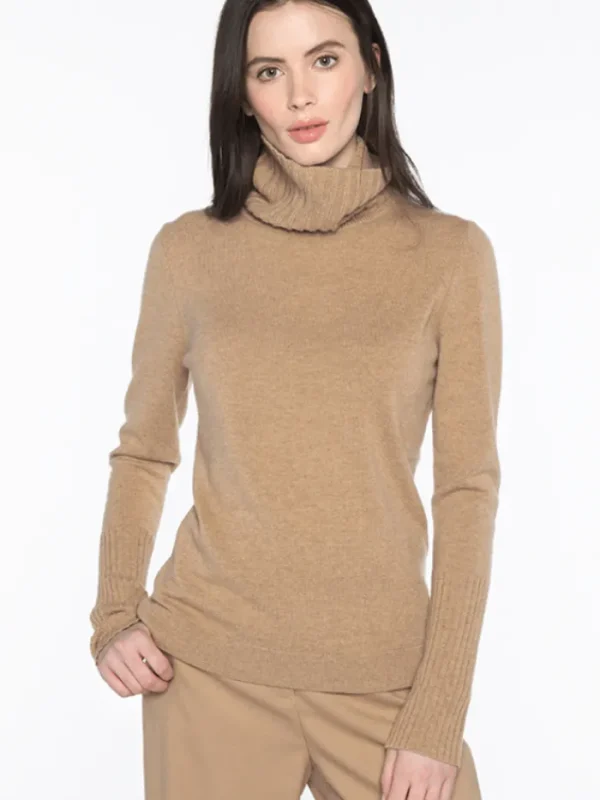 KINROSS Knitwear | Loungewear^Cashmere Chunky Trim Turtleneck Jumper In Camel LFSC3-112