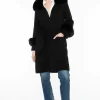 KINROSS Knitwear | Loungewear^Cashmere Furry Trim Long Zip Cardigan In Black LFSJ4-186