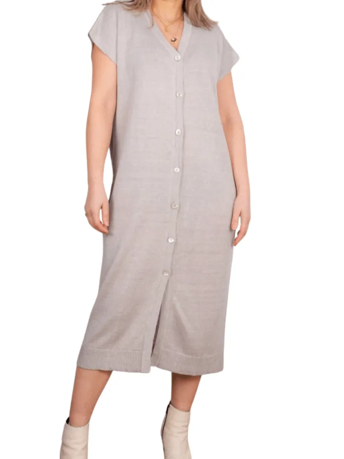 kinross_cashmere_linen_bu_0.webp KINROSS Dresses | Knitwear^Cashmere Linen Button Front Dress Flax Taupe LSSL3-181