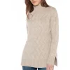 KINROSS Knitwear | Loungewear^Cashmere Luxe Cable Funnel Neck Jumper In Mushroom LFSC4-172
