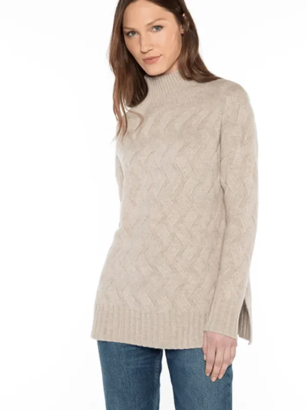 KINROSS Knitwear | Loungewear^Cashmere Luxe Cable Funnel Neck Jumper In Mushroom LFSC4-172