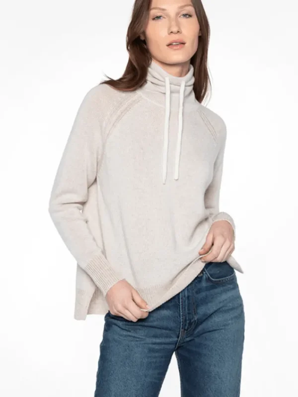KINROSS Knitwear | Loungewear^Cashmere Plaited Drawstring Funnel Jumper In Pearl/Mushroom LF