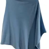 KINROSS Knitwear | Loungewear^Cashmere Rib Detail Poncho In Blue Mirage LRAC3-240