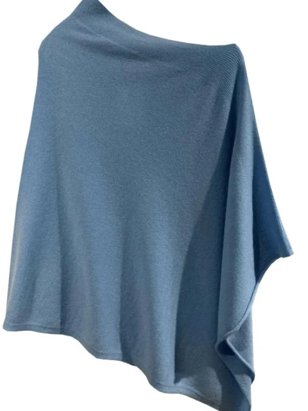KINROSS Knitwear | Loungewear^Cashmere Rib Detail Poncho In Blue Mirage LRAC3-240