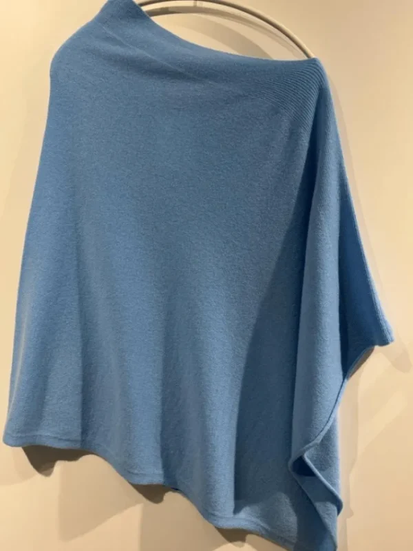 KINROSS Knitwear | Loungewear^Cashmere Rib Detail Poncho In Blue Mirage LRAC3-240