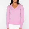 KINROSS Knitwear | Luxury Gifts^Cashmere Women's Crystal Vee Jumper In Pink LRSC4-104 Freesia