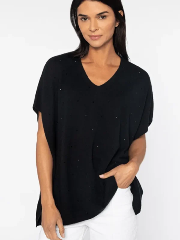 KINROSS Knitwear | Luxury Gifts^Cashmere Women's Crystal Vee Popover Jumper In Black LRSC4-192