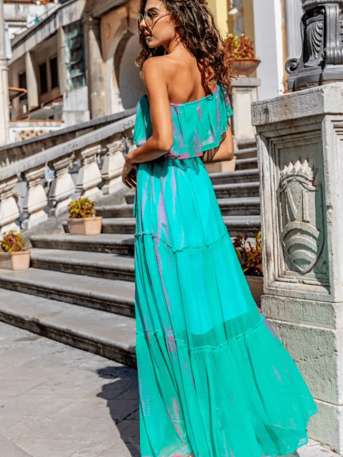 lindsey_brown_mykonos_sil_3.webp Lindsey Brown Resortwear Dresses | Beachwear^Lindsey Brown Mykonos Silk Chiffon Maxi Dress In Aqua And Pink