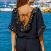 Lindsey Brown Resortwear Beachwear | Gifts Under £50^Lindsey Brown T Sydney V Neck Black & Gold Top