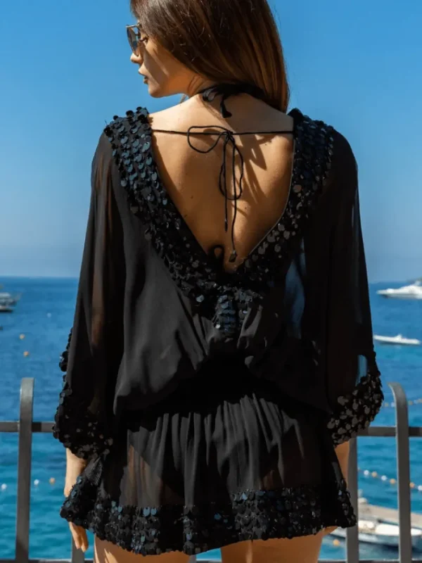Lindsey Brown Resortwear Beachwear | Luxury Gifts^Lindsey Brown Women's Acapulco Black Silk Designer Kaftan