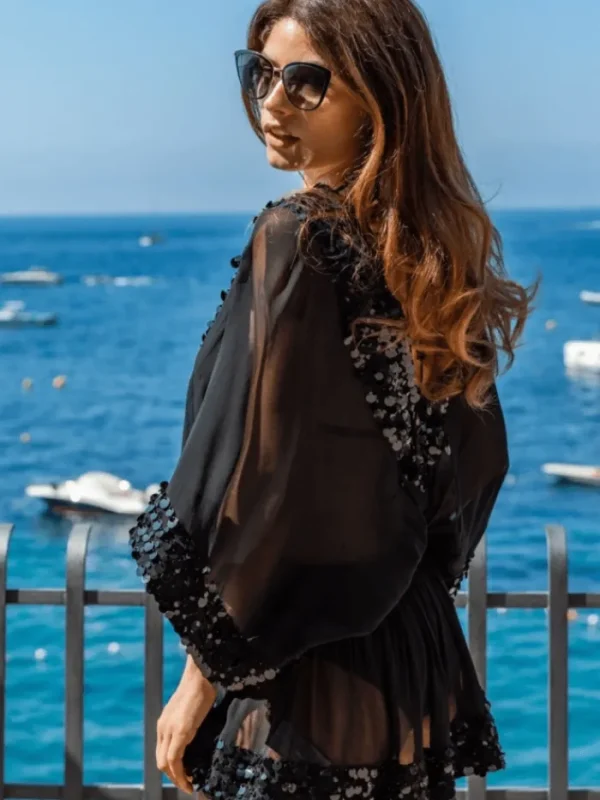 Lindsey Brown Resortwear Beachwear | Luxury Gifts^Lindsey Brown Women's Acapulco Black Silk Designer Kaftan
