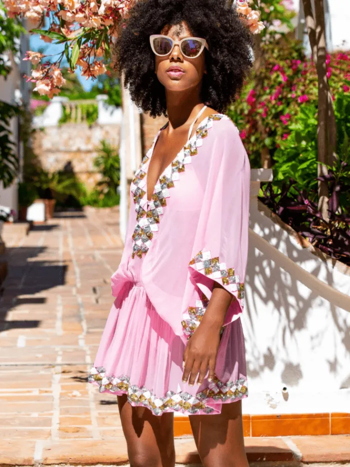 lindsey_brown_womens_manh_1.webp Lindsey Brown Resortwear Beachwear | Luxury Gifts^Lindsey Brown Women's Manhattan Pink Silk Designer Kaftan
