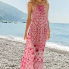 Lindsey Brown Resortwear Beachwear | Luxury Gifts^Lindsey Brown Women's Sardinia Pink Silk Designer Maxi Dress With Belt