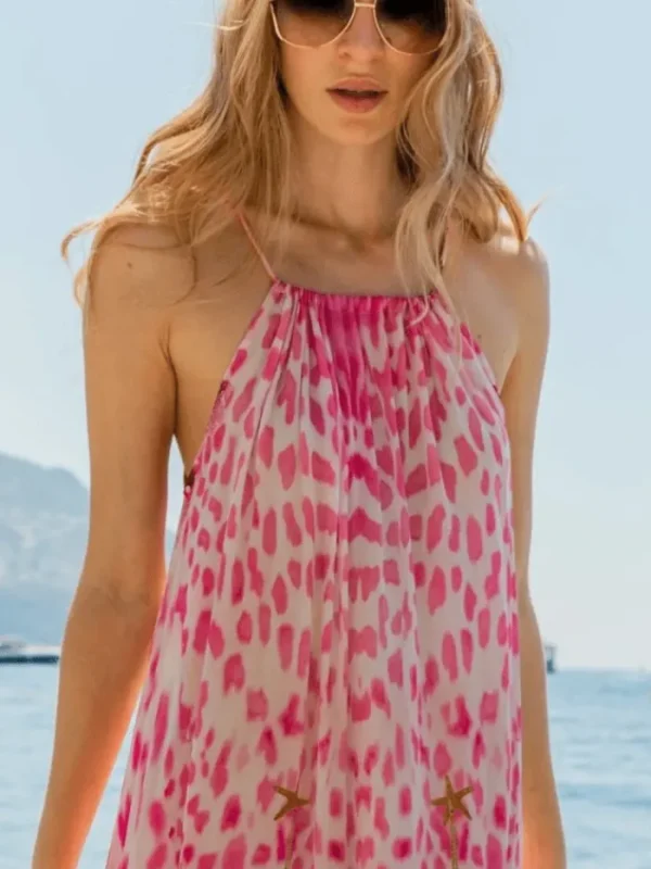 Lindsey Brown Resortwear Beachwear | Luxury Gifts^Lindsey Brown Women's Sardinia Pink Silk Designer Maxi Dress With Belt