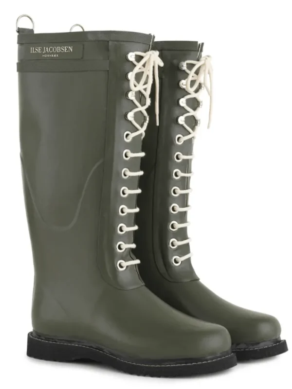 Ilse Jacobsen Footwear | Footwear^llse Jacobsen Long Length Rubber Lace Up Wellington Boots Army RUB1 41