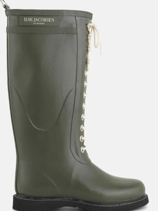 Ilse Jacobsen Footwear | Footwear^llse Jacobsen Long Length Rubber Lace Up Wellington Boots Army RUB1 41