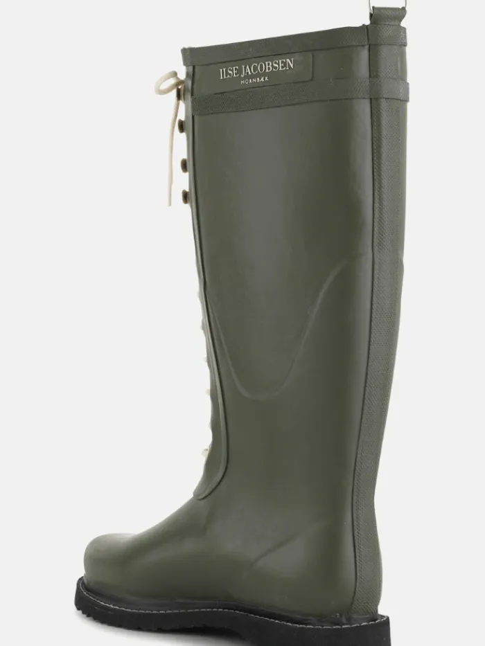 llse_jacobsen_long_length_2.webp Ilse Jacobsen Footwear | Footwear^llse Jacobsen Long Length Rubber Lace Up Wellington Boots Army RUB1 41