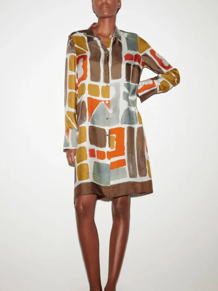 luisa_cerano_shirt_dress__1.webp Luisa Cerano Dresses | Luxury Gifts^Shirt Dress With Ethnic Print 798495 3626 Col 1037