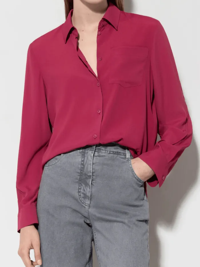 luisa_cerano_silk_blend_s_1.webp Luisa Cerano Tops | Luxury Gifts^Silk Blend Shirt Blouse In Berry Pink 208434 2179 Col 045