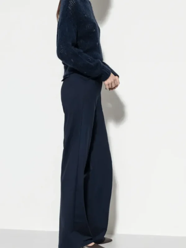 Luisa Cerano Trousers | Luxury Gifts^Softshell Wide Leg Trousers In Midnight Blue 608728 3686