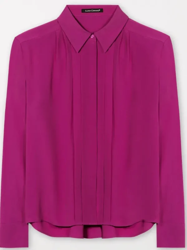 Luisa Cerano Tops | Luxury Gifts^Women's Blouse With Piping In Ultra Pink 208494 2179 Col