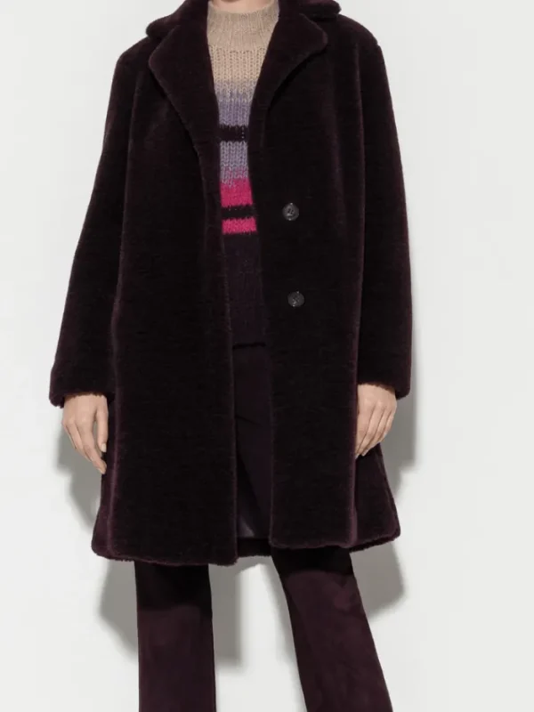 Luisa Cerano Coats And Jackets | Faux Fur Edit^Women's Burgundy Blazer Coat In Faux Fur 408942 4145 Col