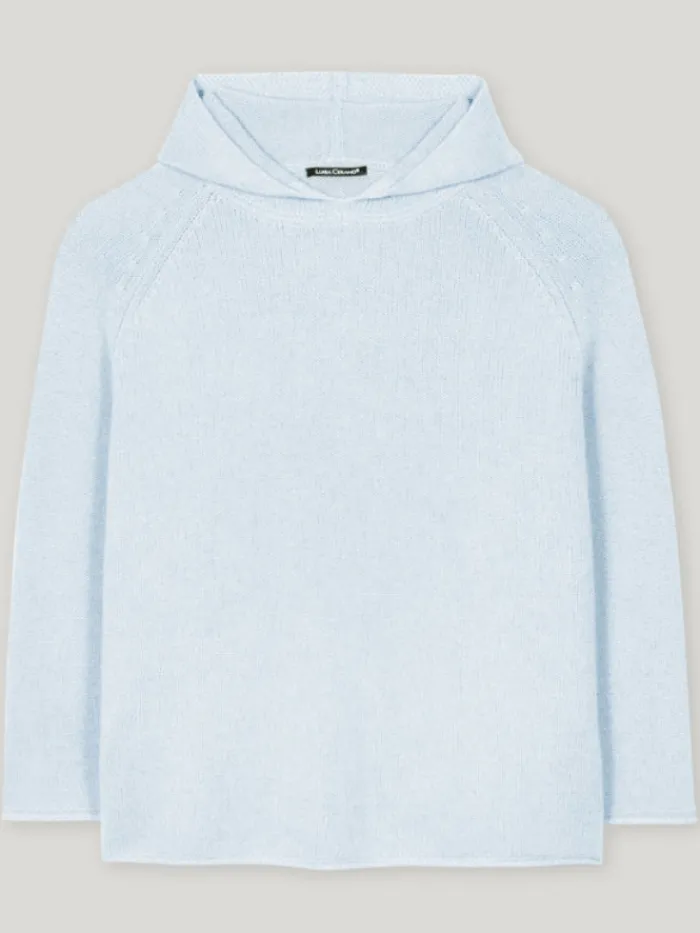 luisa_cerano_womens_cashm_0.webp Luisa Cerano Knitwear | Luxury Gifts^Women's Cashmere Blend Hoodie In Sky Blue 118607 5871 Col