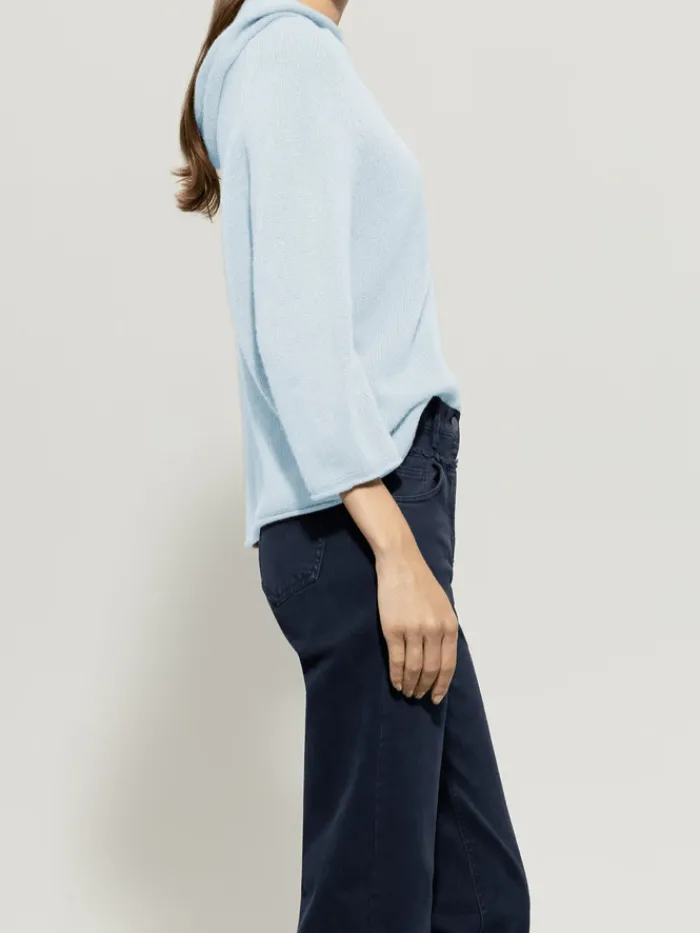 luisa_cerano_womens_cashm_2.webp Luisa Cerano Knitwear | Luxury Gifts^Women's Cashmere Blend Hoodie In Sky Blue 118607 5871 Col